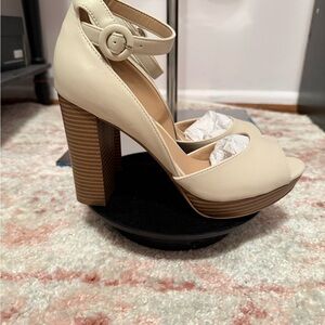 Sun + Stone Beige and Brown Platform Heels